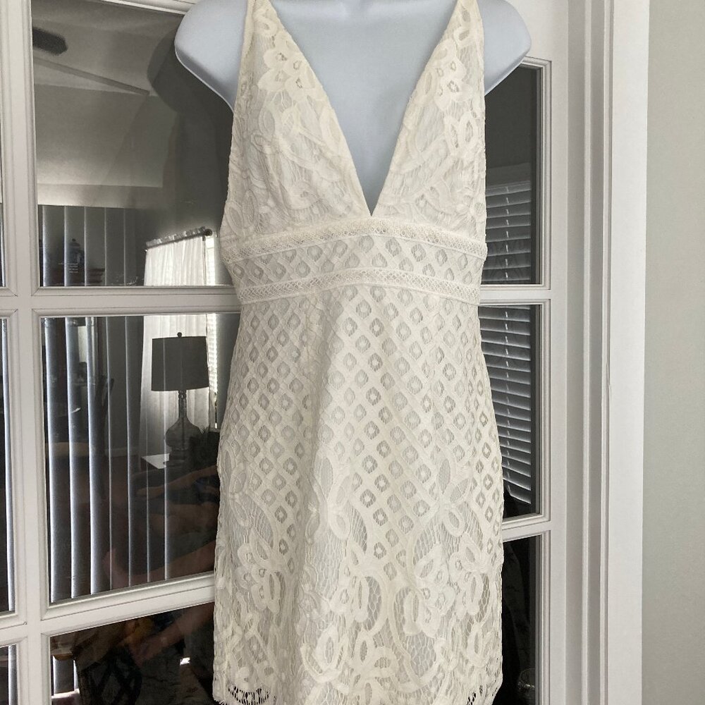 ILLA ILLA White Lace Halter Slip Dress  Medium
